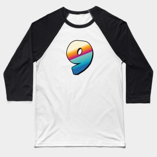 Number 9, Nine - beach colors Baseball T-Shirt